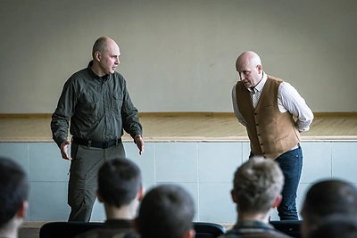 Ramūno Šimukausko paskaita kadetams / Erlendo Bartulio nuotr.