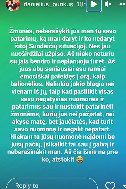 Danielius Bunkus / Instagram nuotr.