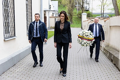 Viktorija Čmilytė-Nielsen atvyko į atsisveikinimą su Ramūnu Terlecku / Pauliaus Peleckio / BNS nuotr.