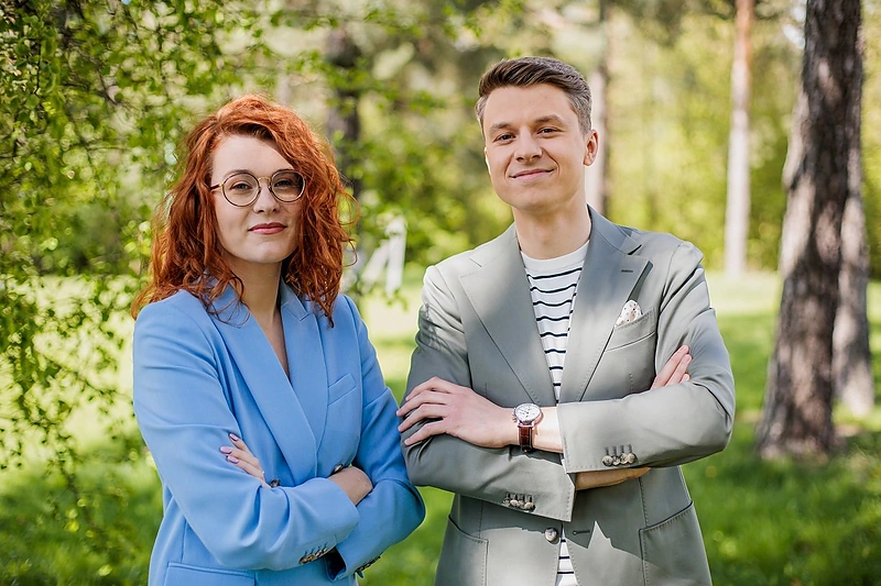 „Labas rytas, Lietuva“ vedėjai Kristupas Naraškevičius ir Audra Avižiūtė / D.Umbraso nuotr.
