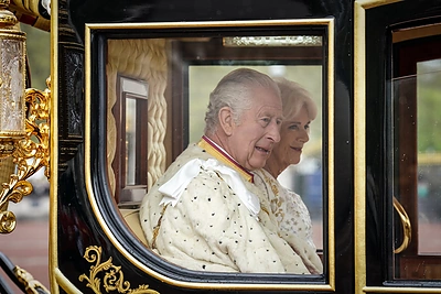 Karolis III ir karalienė konsortė Camilla / AFP/„Scanpix“ nuotr.