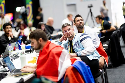 „Eurovizijos“ spaudos centre – palaikymas Monikai Linkytei / Lukas Balandis / BNS nuotr.