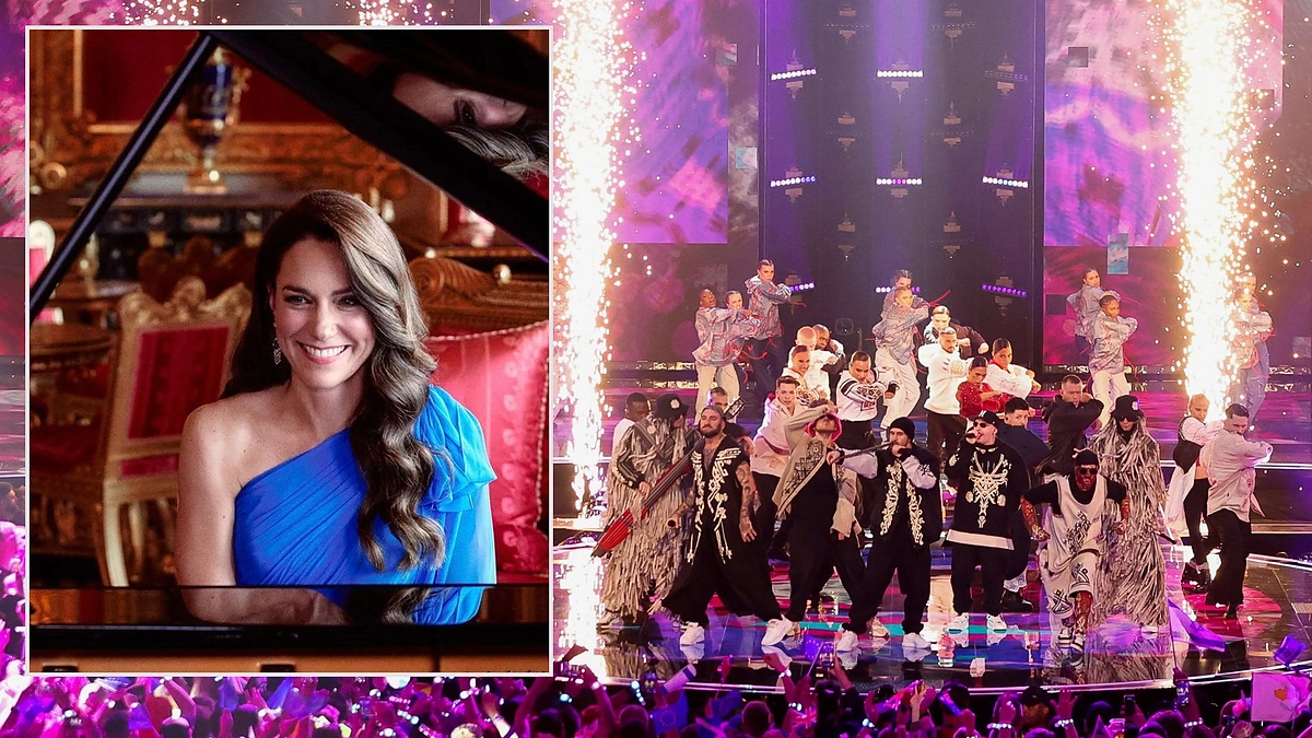 Velso princesė Catherine akomponavo „Kalush Orchestra“ euroviziniame performanse / Scanpix nuotr. ir stop kadras