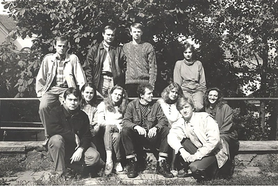 Daiva Rudokaitė su kolegomis, 1991 m. / Šiaurės Atėnų teatro nuotr.