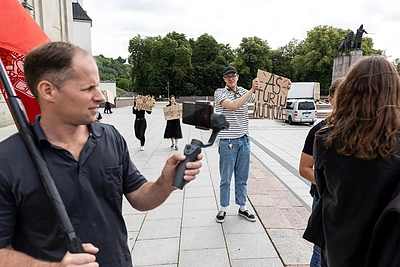 Antanas Kandrotas-Celofanas Katedros aikštėje / Pauliaus Peleckio / BNS nuotr.