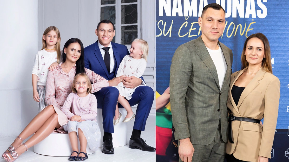 Jonas Mačiulis su žmona Agne ir vaikais / Fotogenijų ir Gretos Skaraitienės / BNS nuotr.