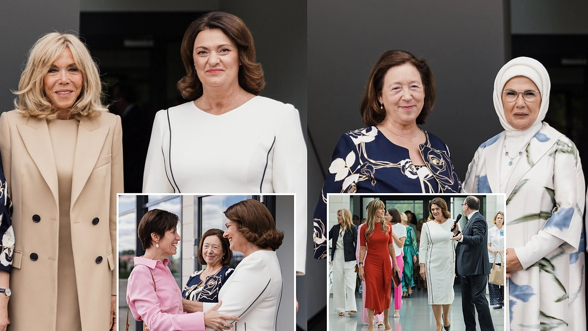 Diana Nausėdienė priima šalių lyderių sutuoktinius ir partnerius Nacionalinėje dailės galerijoje / Lietuvos Respublikos Prezidentūros kanceliarijos nuotr.