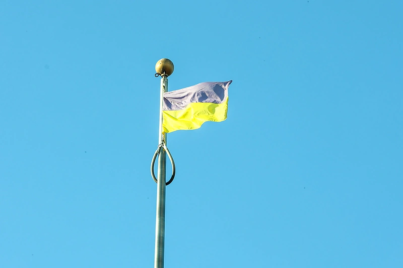 „Keliu vėliavą už Ukrainą NATO“ maratono dalyvių pasitikimas Lukiškių aikštėje / Teodoro Biliūno / BNS nuotr.