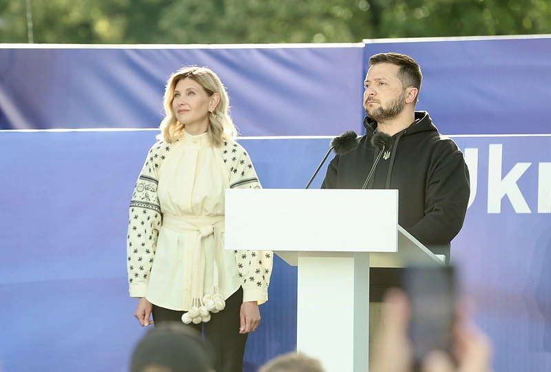 Olena Zelenska ir Volodimyras Zelenskis / Teodoro Biliūno / BNS nuotr.