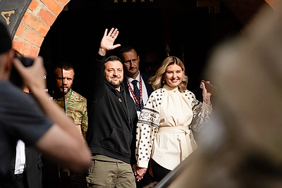 Volodymyras Zelenskis su žmona / Lukas Balandis / BNS nuotr.