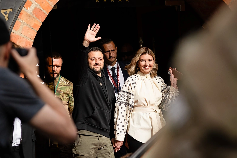 Volodymyras Zelenskis su žmona / Lukas Balandis / BNS nuotr.