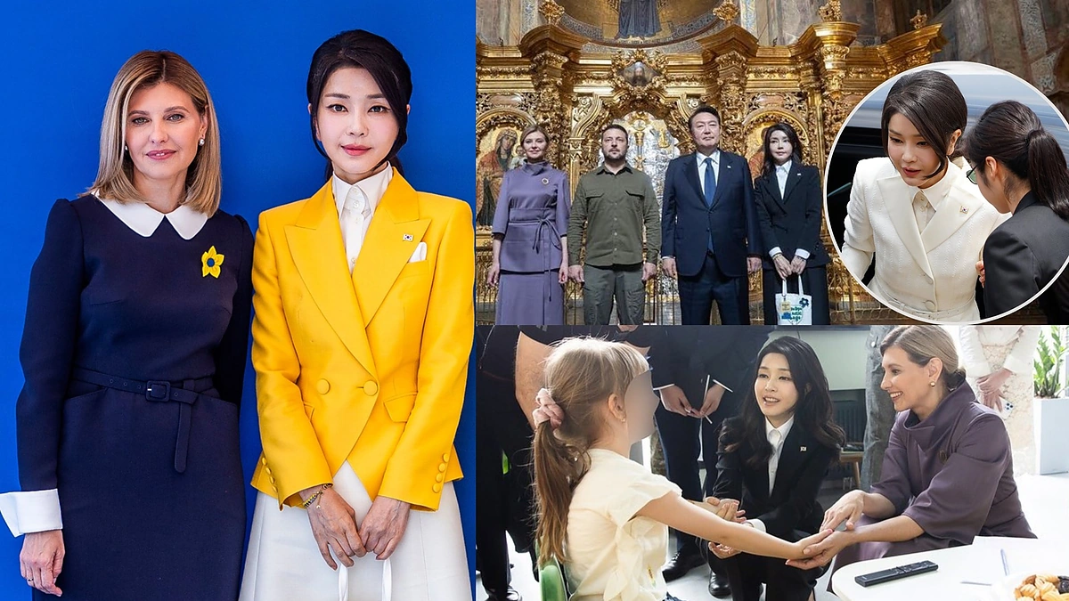 Yoon Suk-yeolas su Kim Kong Hee ir Volodymyras Zelenskis su Olena Zelenska / Vida Press, BNS ir soc. tinklų nuotr.