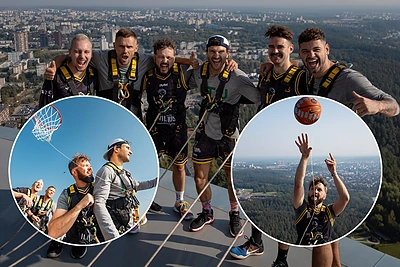 Kosminis krepšinis: Paul de Miko, Vaidas Baumila ir kiti „Kažkur Matyti“ žaidė 170 m aukštyje