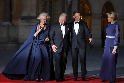 Didžiosios Britanijos karaliaus garbei iškelta iškilminga vakarienė Versalyje / AFP/„Scanpix“ nuotr.