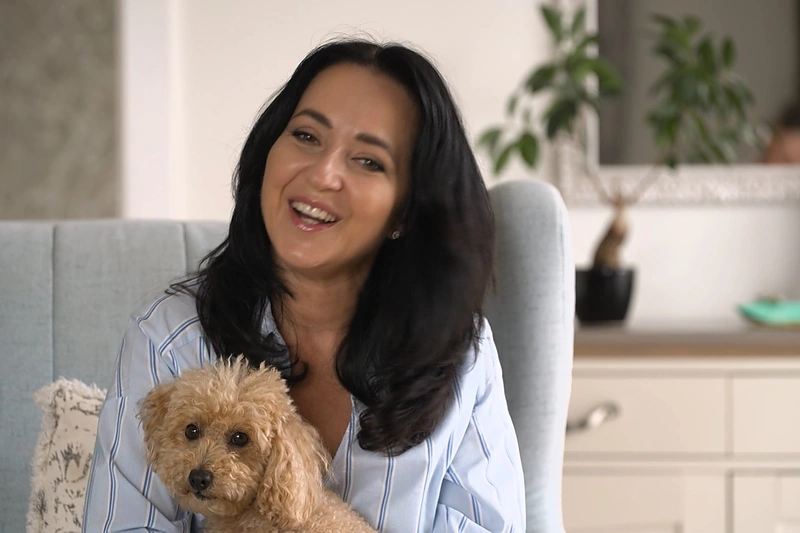 Eglė Visockaitė su augintine Uoga / LNK nuotr.