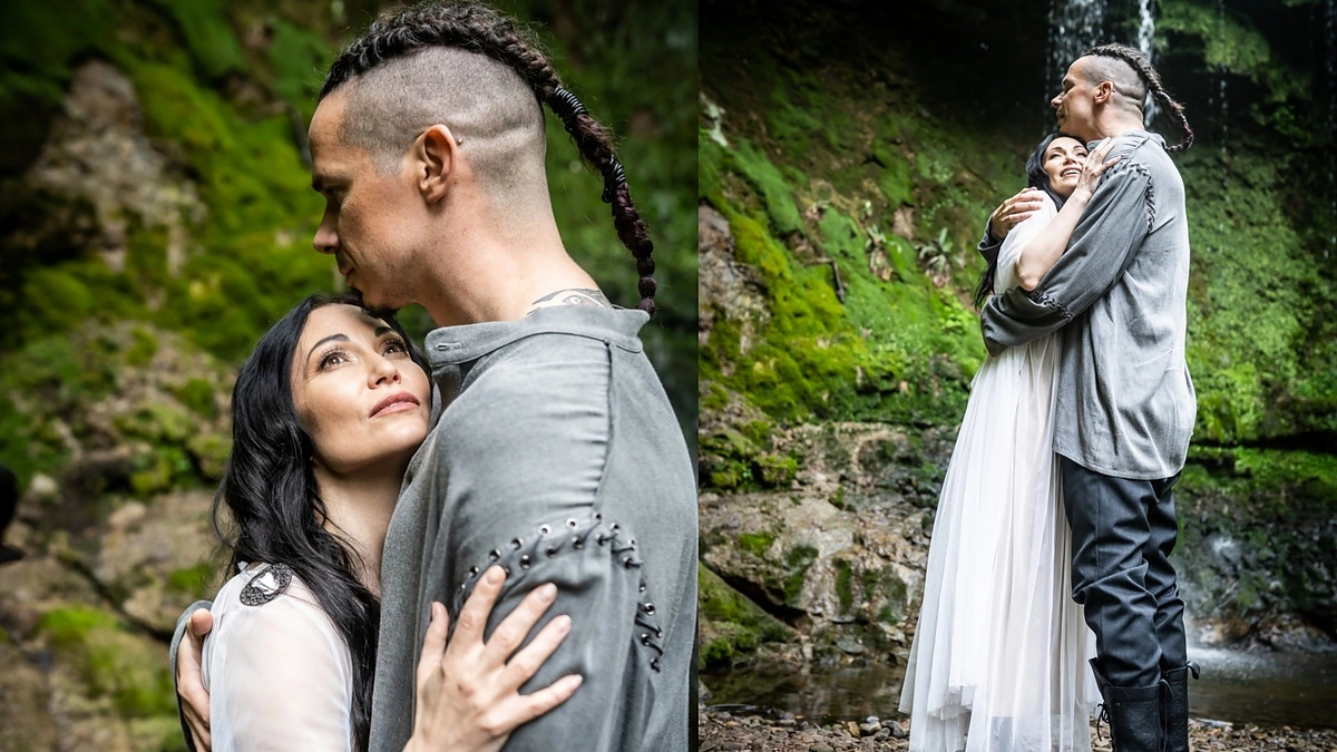 Karina Krysko ir Jeronimas Milius klipe „Miško paslaptys“ / Martyno Vitėno nuotr.