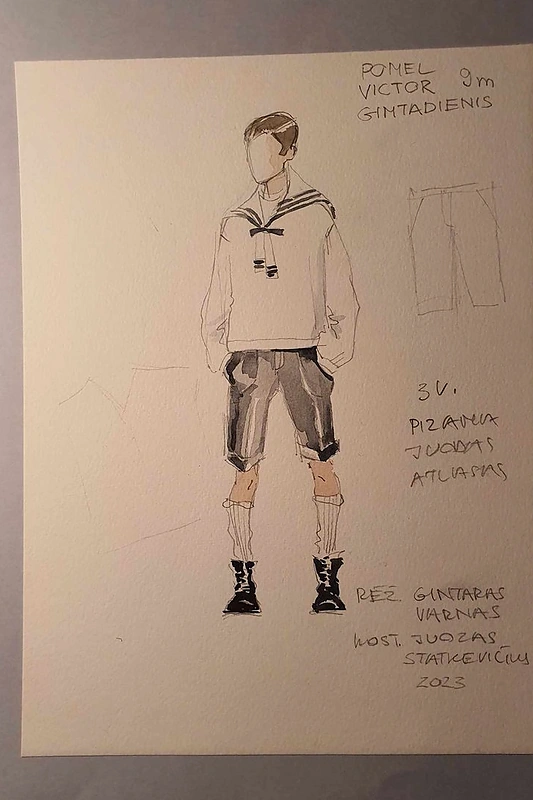 Juozo Statkevičiaus eskizai spektakliui „Viktoras, arba Vaikai valdžioje“ / LNDT nuotr.