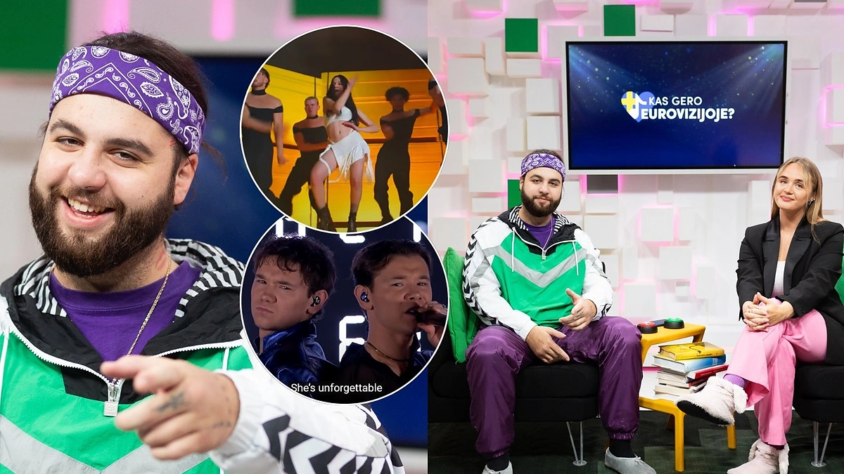 Remis Retro ir Beatričė Staniūnaitė laidoje „Kas gero Eurovizijoje?“ / Gretos Gedminaitės nuotr.