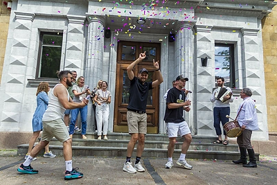 M-1 laidų vedėjai Tomas Jazdauskas ir Arnoldas Eisimantas / Jurgio Sakalausko nuotr.