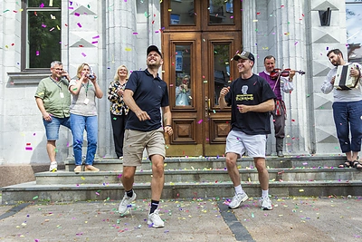 M-1 laidų vedėjai Tomas Jazdauskas ir Arnoldas Eisimantas / Jurgio Sakalausko nuotr.