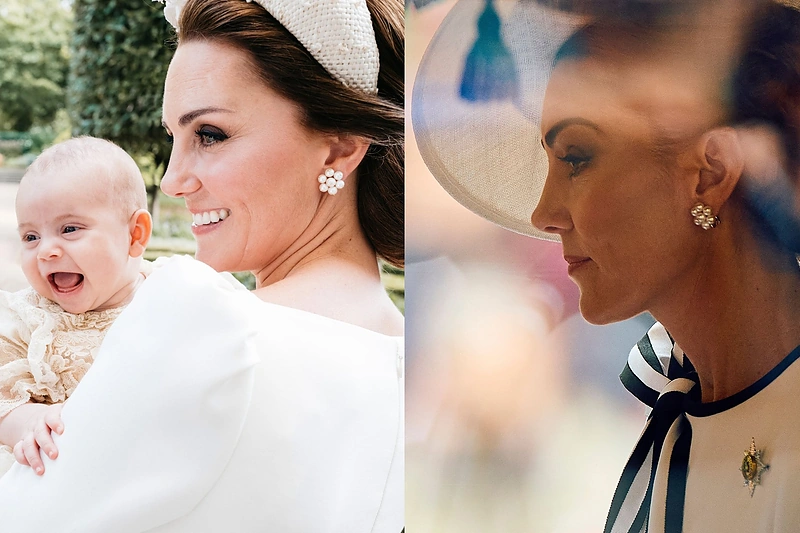 Princesė Catherine per princo Louis krikštynas (kairėje) ir „Trooping the Colour“ parade (dešinėje) / Scanpix ir Vida Press nuotr.