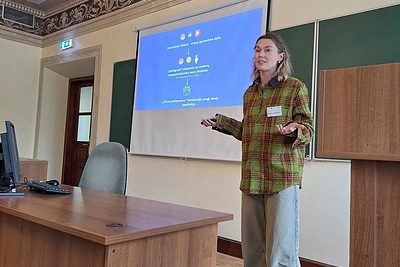 Beata Tiškevič jaunųjų mokslininkų psichologų konferencijoje VU Filosofijos fakultete. / Justino Auškelio ir asmeninio archyvo nuotr.
