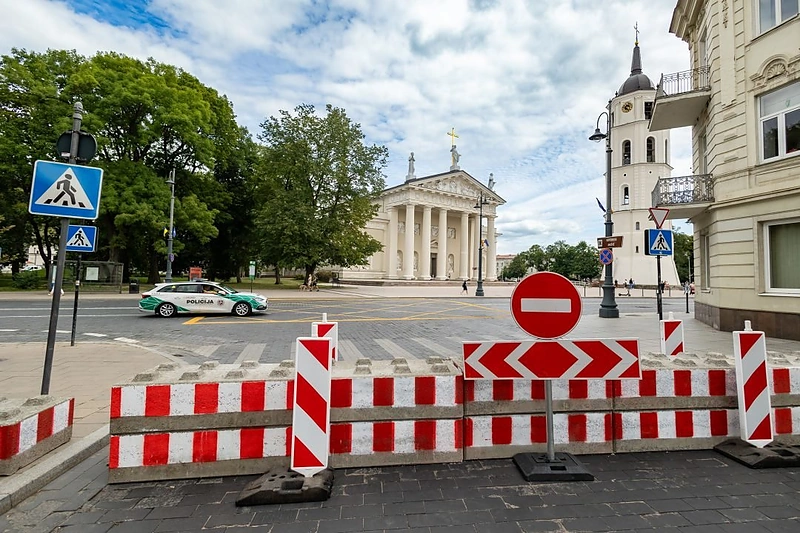 Eismo ribojimai Vilniaus senamiestyje / Sauliaus Žiūros/Vilniaus savivaldybė nuotr.