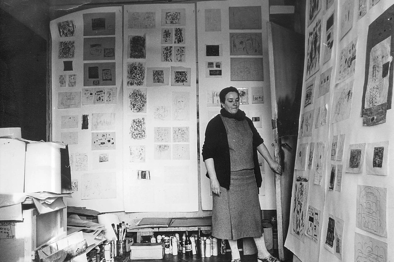 Kiekvienais metais per Kazimierines ji savo dirbtuvėse draugams ir gerbėjams atidarydavo naujausių kūrinių parodą / Vildžiūnų asmeninio albumo nuotrauka