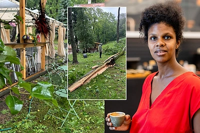 Eskedar Tilahun atvykusi į darbą nustėro: audros žabtai pasiekė ir jos kavinę