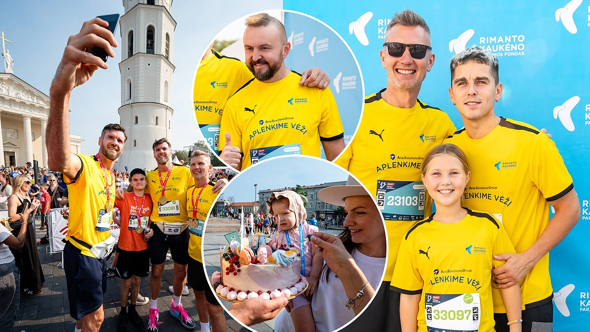 Vilniaus maratone – „Aplenkime vėžį“ komanda su žinomais žmonėmis / Renato Kripo, Igno Cemnolonskio, Ekaterinos Khvashchynskayaos nuotr.