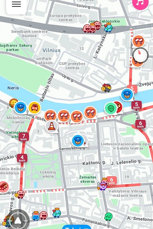 Ties įvykio vieta A.Goštauto g. uždarytas eismas / Atvaizdas iš „Waze“ programėlės