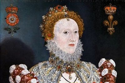 Karalienės Elžbietos I drabužis apkibęs šimtais perlų, o aksomas inkrustuotas dar ir stambiais brangakmeniais; dailininkas Nicholas Hilliardas, 1573-ieji / Vida Press nuotrauka