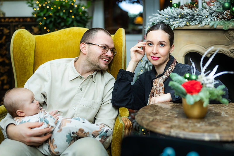 Fausta Marija Leščiauskaitė, Matas Simaitis ir dukrelė Pasaka Jūra / Gretos Skaraitienės / BNS nuotr.