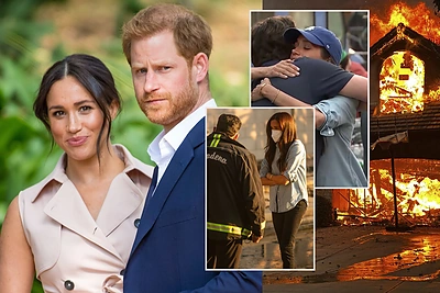 Princas Harry ir Meghan Markle aplankė Los Andželo gaisrų aukas: vaizdo įraše – jautrios akimirkos