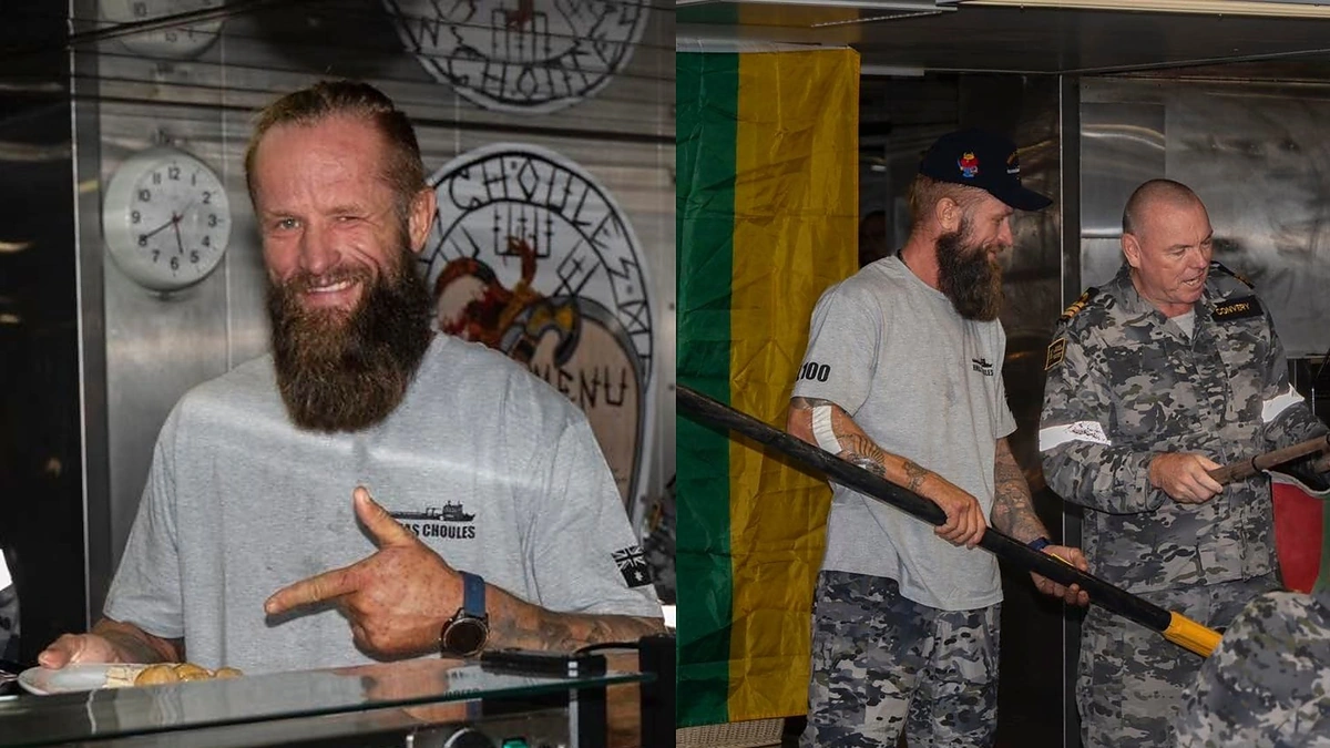 Aurimas Mockus Australijos kariniame laive / Nuotr. iš „HMAS Choules“ laivo „Facebook“ profilio