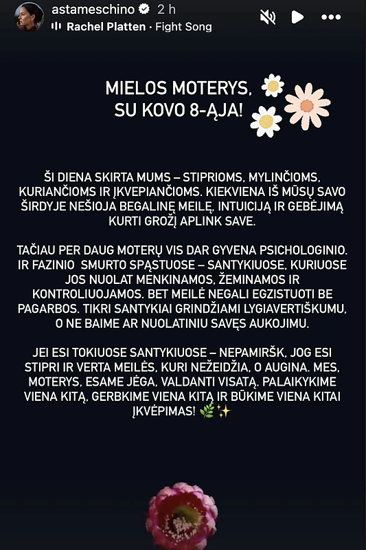Astos Meschino žinutė / Instagram nuotr.