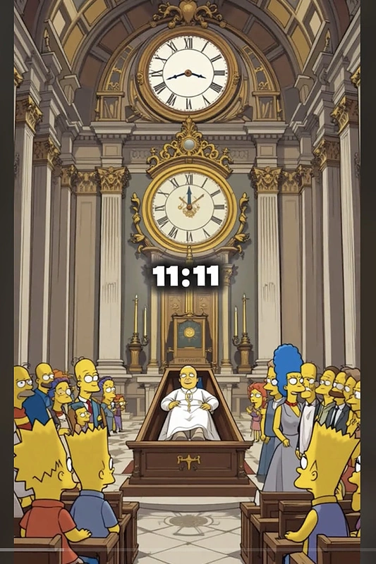 Popiežiui Pranciškui atsidūrus ligoninėje socialiniuose tinkluose ėmė plisti įrašai, esą animaciniame seriale „Simpsonai“ išpranašauta jo mirtis 2025 m. / Ekrano nuotr. iš „TikTok“