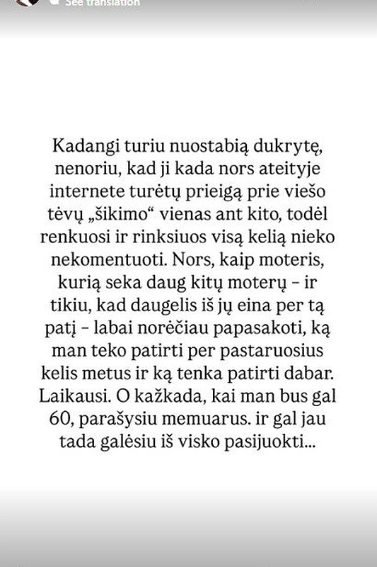 Karolinos Meschino žinutė / „Instagram“ nuotr.