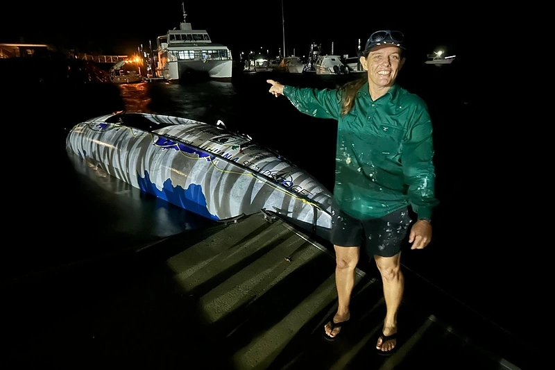 Aurimo Mockaus „Kuršis“ atgabentas į prieplauką / A.Mockaus feisbuko paskyros nuotr.