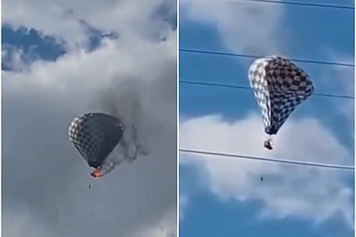 Siaubinga 40-mečio žūtis – nukrito iš degančio oro baliono: kraupus įvykis užfiksuotas vaizdo įraše