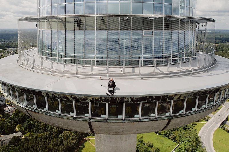 Tomas Dirgėla televizijos bokšte / T.Juknevičiaus nuotr.