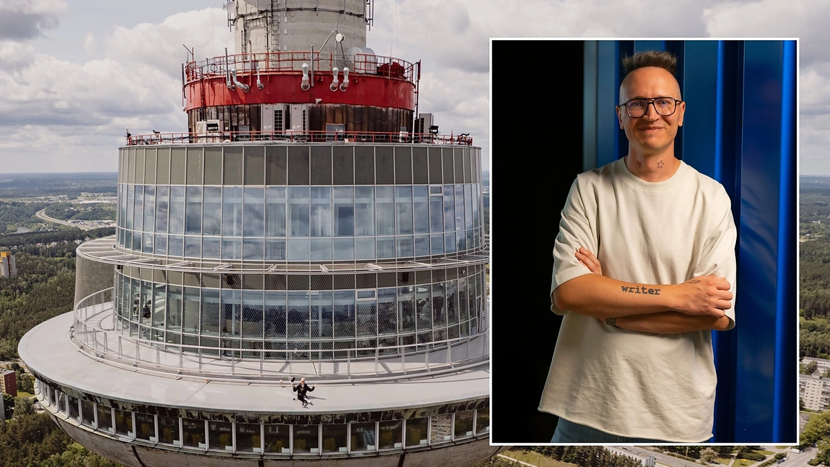 Tomas Dirgėla televizijos bokšte / Mantės Eleluetos ir T.Juknevičiaus nuotr.