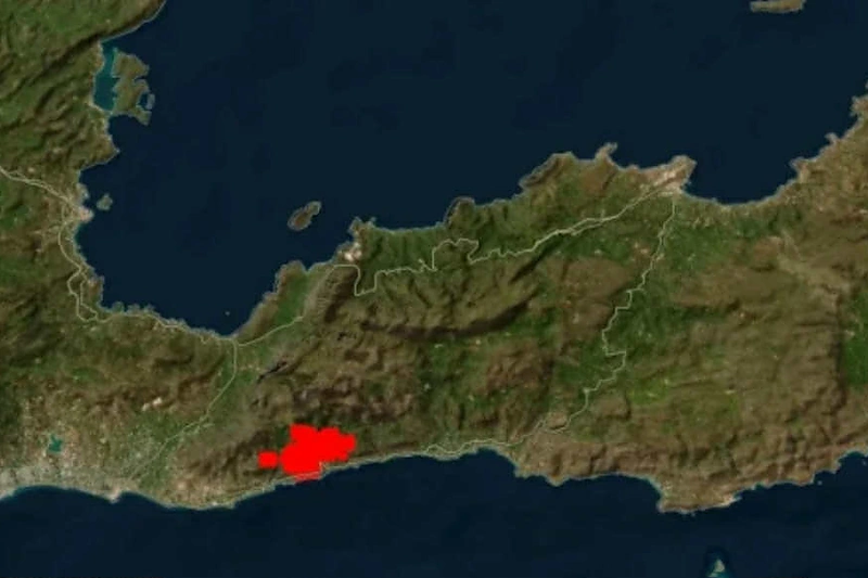 Audriaus Morkūno žemėlapyje pažymėta Kretoje deganti teritorija / Asmeninio arch.