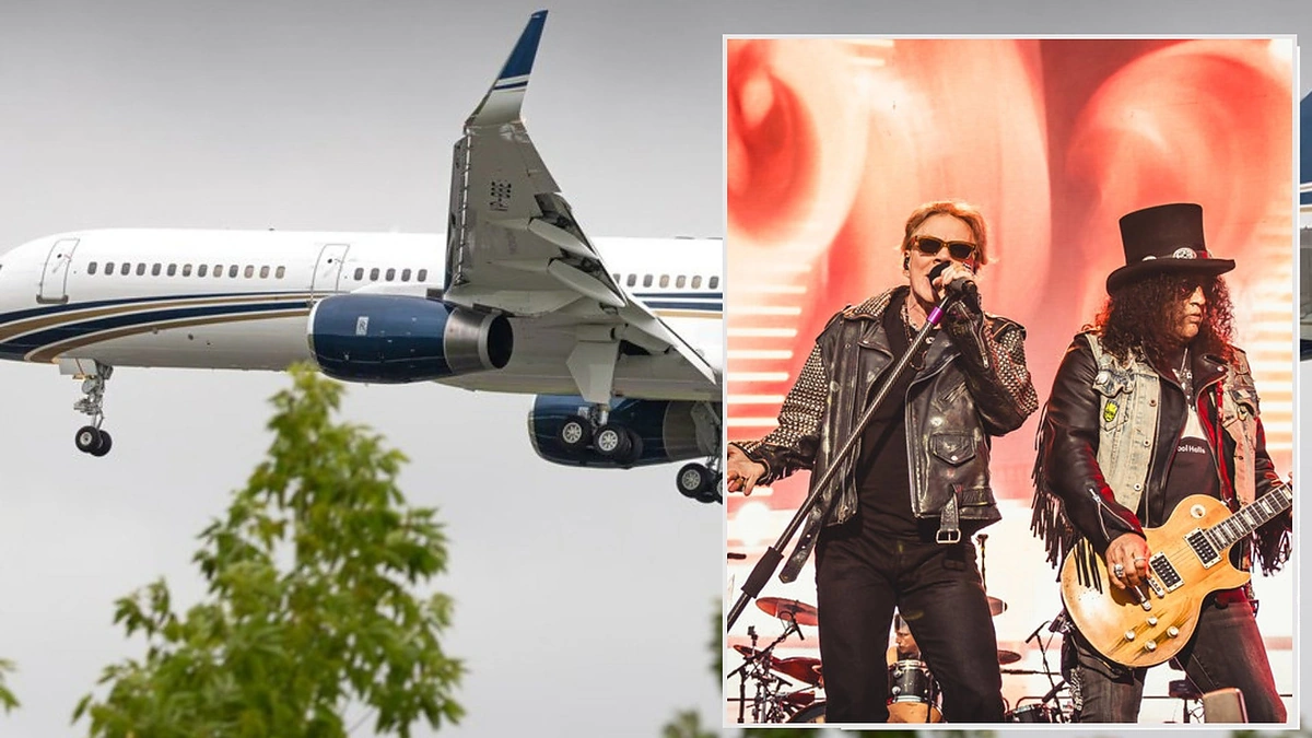 „Guns N' Roses“ į Lietuvą atvyko privačiu lėktuvu. / Kristupo Cibulsko ir organizatorių nuotr.
