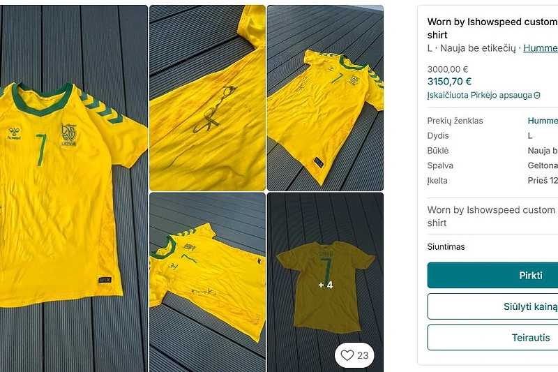 IShowSpeed vilkėti marškinėliai su parašu / „Vinted“ nuotr.