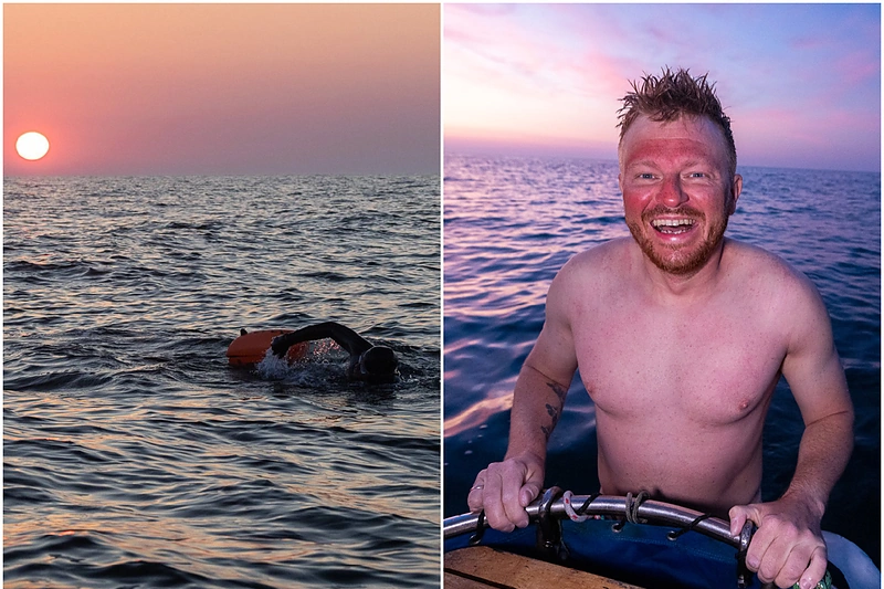 Meinardas Valkevičius ketina perplaukti Baltijos jūrą / Meinardo Valkevičiaus fesibuko paskyros nuotr./ „15min“ fotomontažas