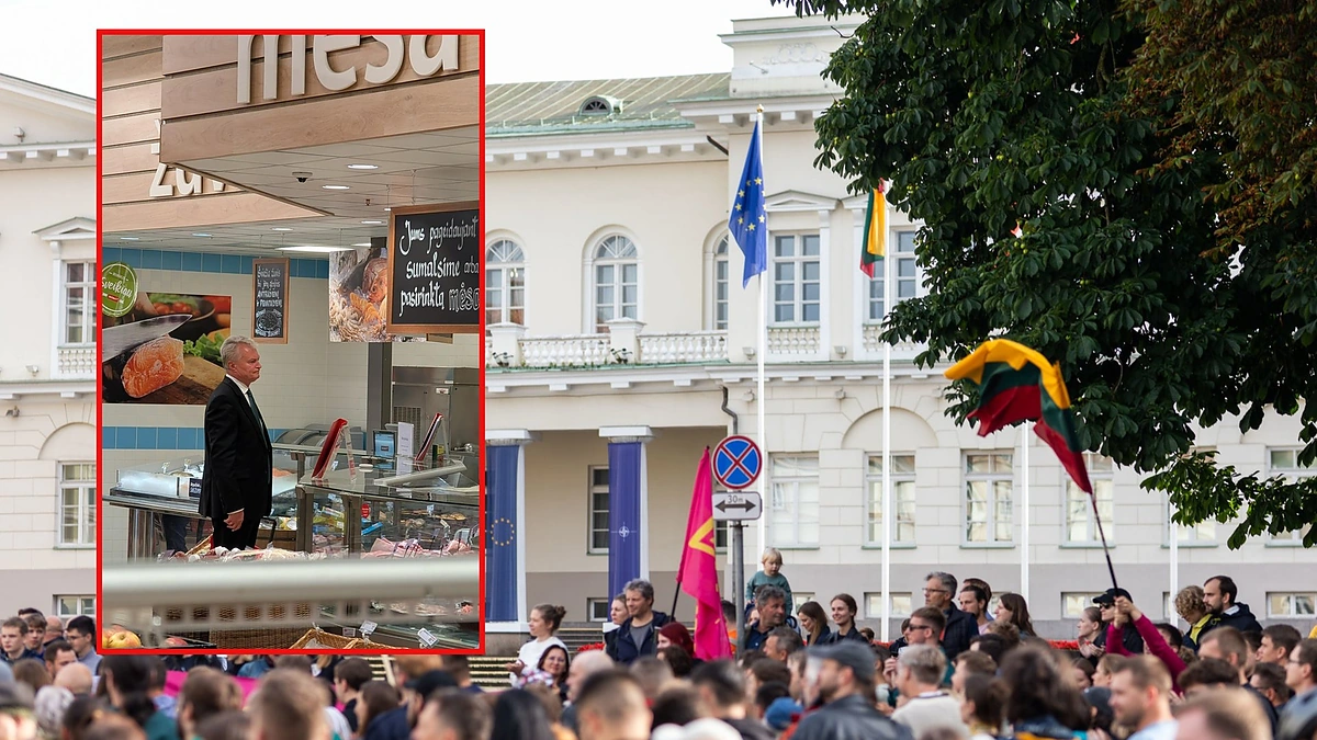 Protestas ir Prezidentas Gitanas Nausėda / Roberto Riabovo / BNS ir soc. tinklų nuotr.