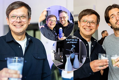 Laidų vedėjo Sauliaus Žvirgždo išprotėjusi idėja virto realybe: parduotuvėse pasirodė mėlynas pienas