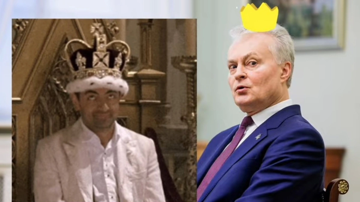 Gitanas Nausėda ir Ponas Bynas (aktorius Rovanas Atkinsonas) / Stop kadras