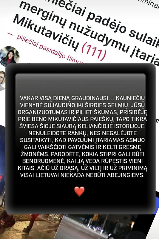 Astos Meschino žinutė po Beno Mikutavičiaus sulaikymo / Ekrano nuotr.